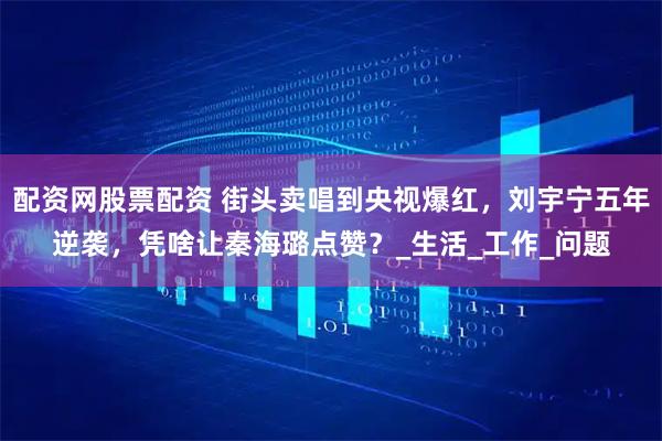 配资网股票配资 街头卖唱到央视爆红，刘宇宁五年逆袭，凭啥让秦海璐点赞？_生活_工作_问题